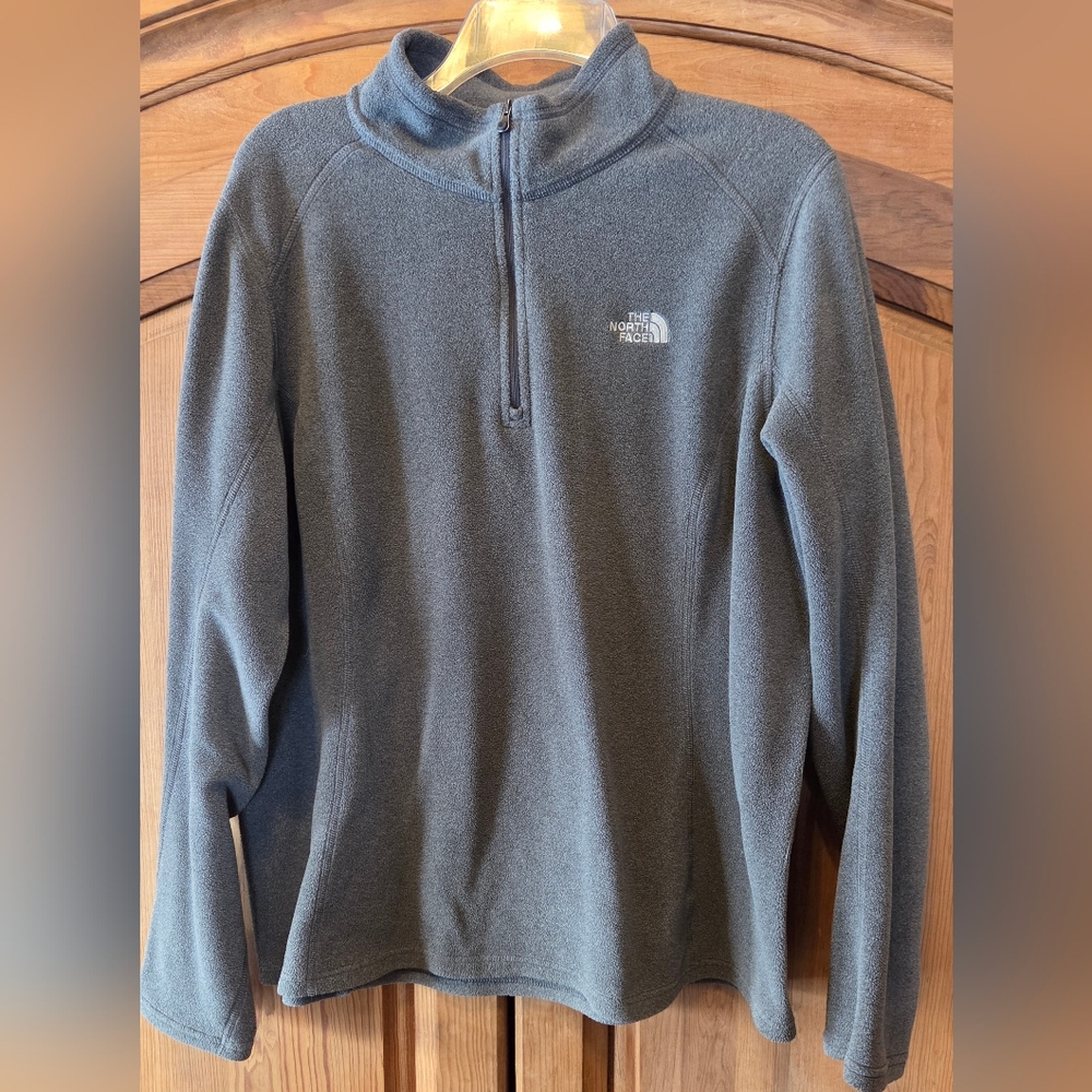 Women's XL Gray Fleece Pullover 1/4 Zip North Face Outdoor Athletic Top